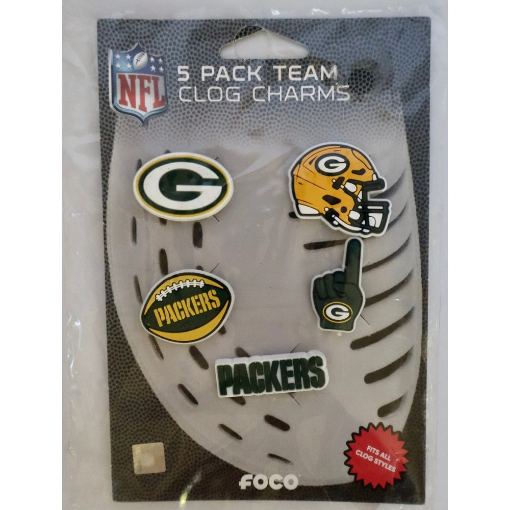 FOCO NFL Green Bay Packers 5 Pack Team Clog Charms Shoe Decorations NEW